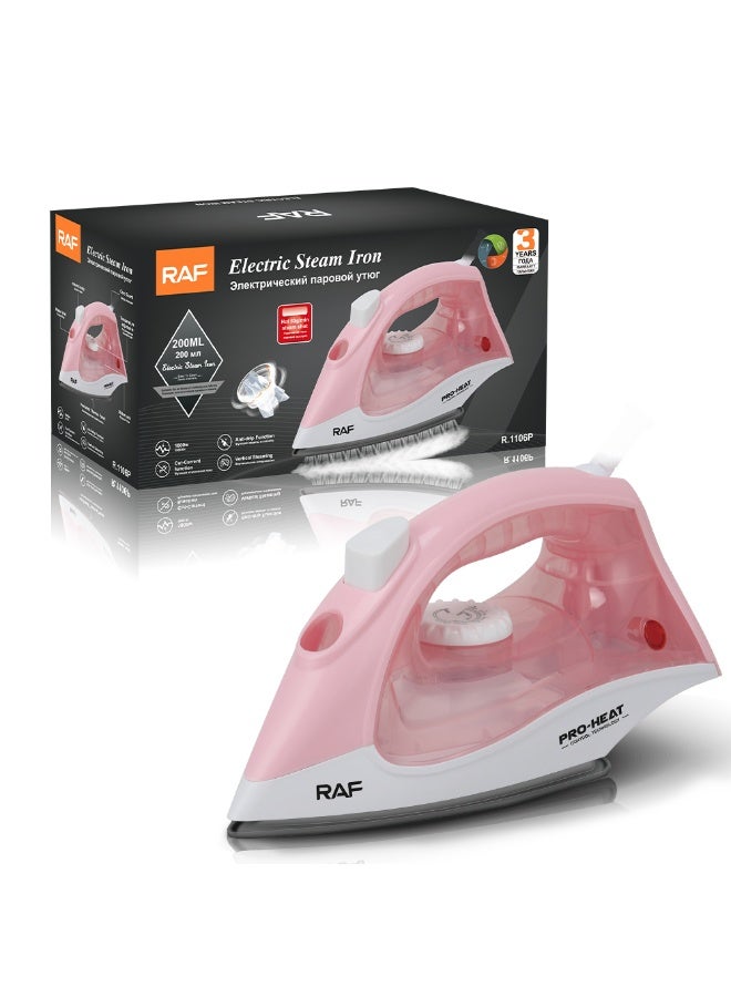 آر إيه أف مكواة ملابس بخار راف بقوة 1800 وات تانك 200 مل بخاصية البرو هيت ومانع التنقيط – متعددة الألوان – RAF R.1106 - Image 1